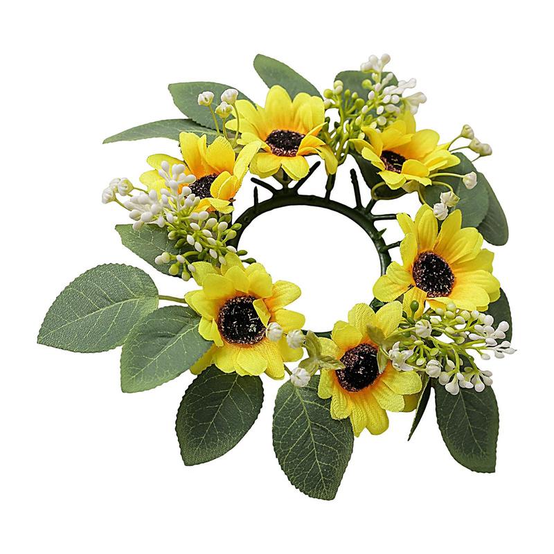 Candle Holder Supplies - Lilin bunga matahari buatan, lingkaran karangan