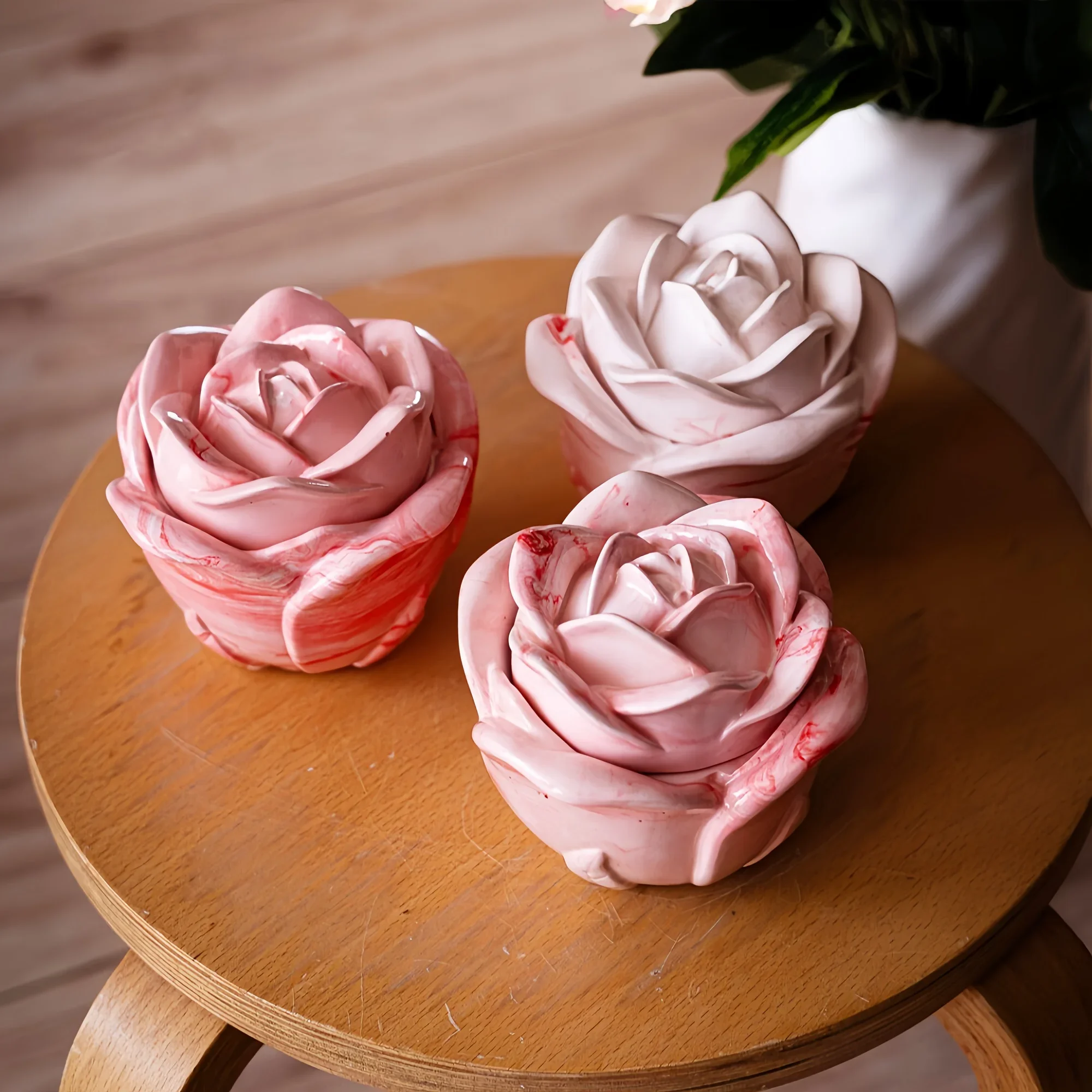 Candle Holder Supplies - Cetakan Silikon Bentuk Mawar 2 Buah