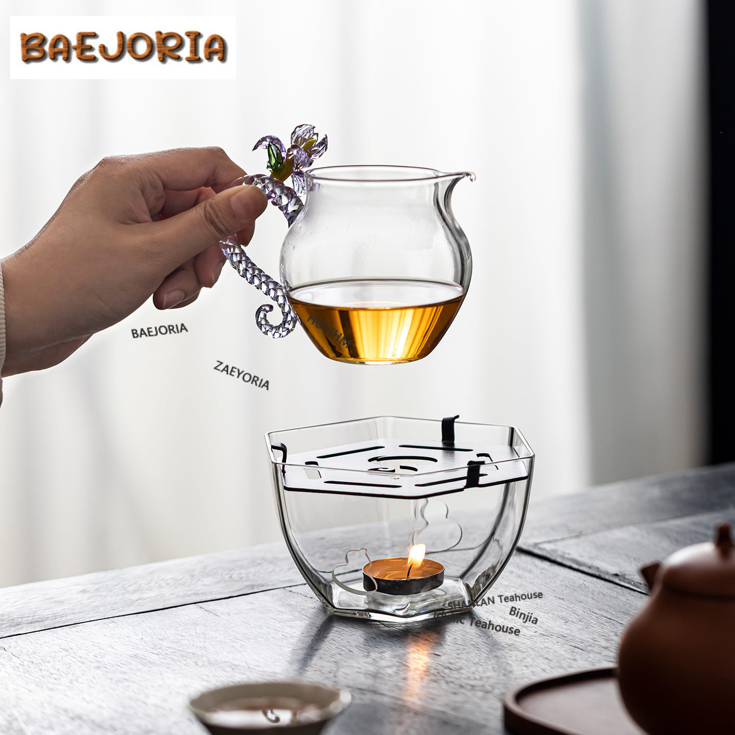 Candle Holder Supplies - Pemanas Teh Kaca Bentuk Labu Heksagonal,